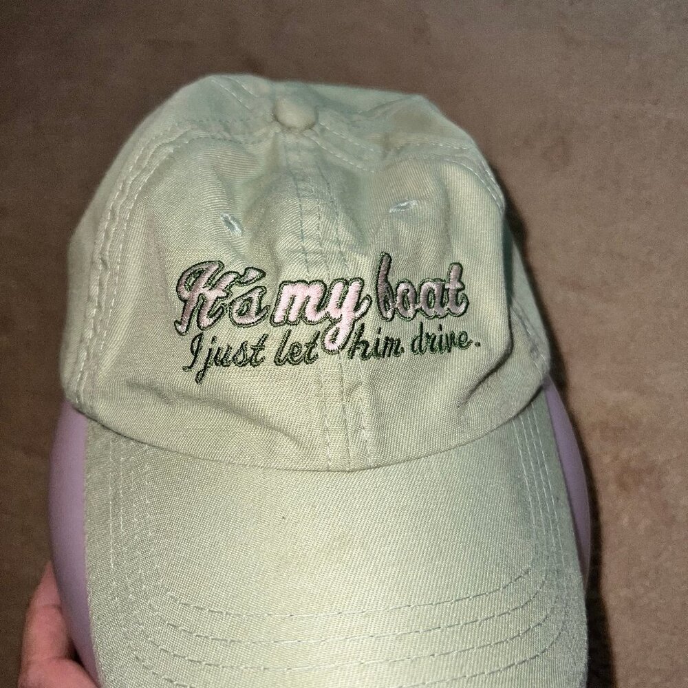 It's My Boat I Just Let Him Drive Mint Green Women Strapback Baseball Cap Hat